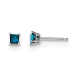14K White Gold Blue diamond Post Earrings - Cailin's