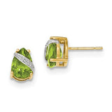 14K Yellow Gold Natural Gemstone diamond Accent Post Earrings - Cailin's