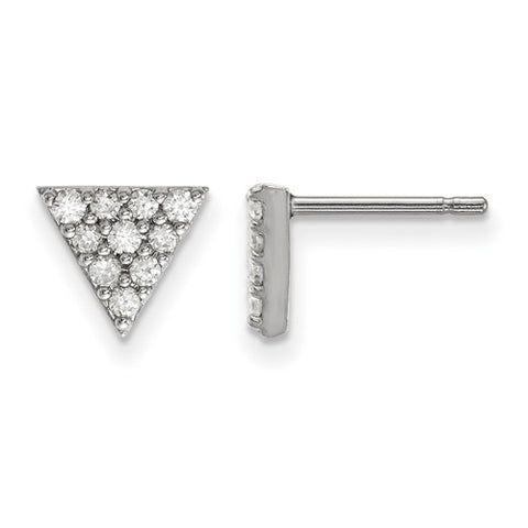 14K White Gold Diamond Triangle Earrings - Cailin's