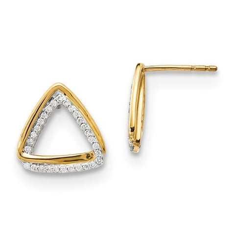 14k Yellow Gold Tantalizing Triangle diamond Earrings - Cailin's