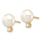 14K Yellow Gold Akoya Pearl diamond Post Earrings - Cailin's
