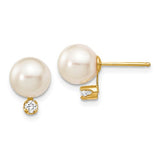 14K Yellow Gold Akoya Pearl diamond Post Earrings - Cailin's