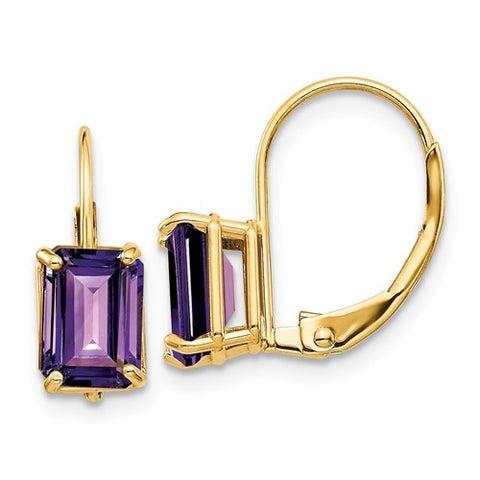 14K Yellow Gold Amazing Amethyst Leverback Earrings - Cailin's