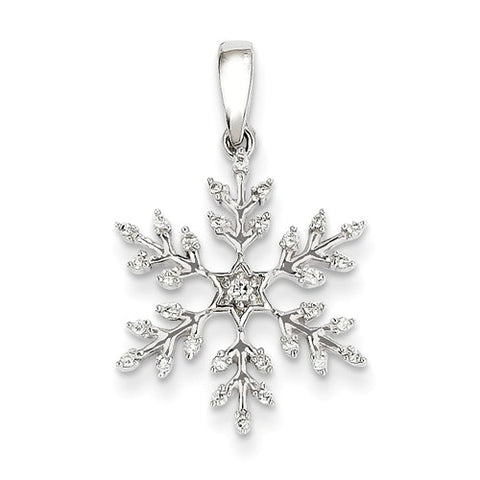 14K White Gold diamond Snowflake Necklace Charm - Cailin's