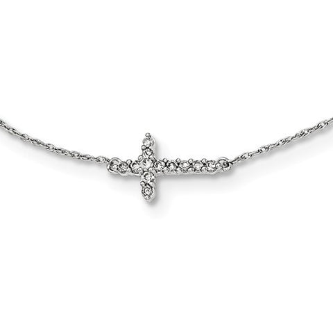 14K White Gold diamond Cross Necklace - Cailin's