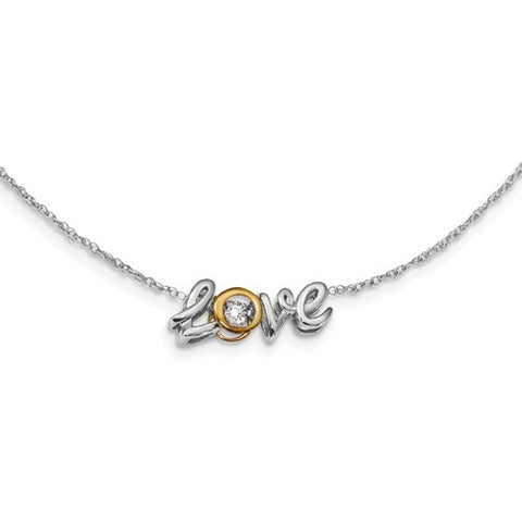 14K Two Tone Gold diamond Love Letters Necklace - Cailin's