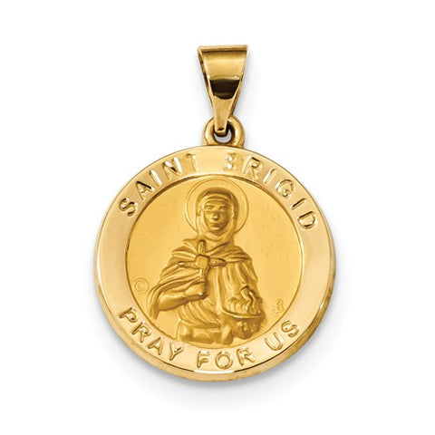 14K Yellow Gold Saint Brigid Medal Necklace Charm - Cailin's