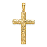 14K Yellow Gold Nugget Cross Necklace Charm - Cailin's