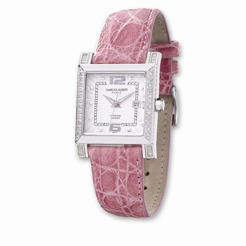 Genuine Pink Croc Diamond Watch - Cailin's
